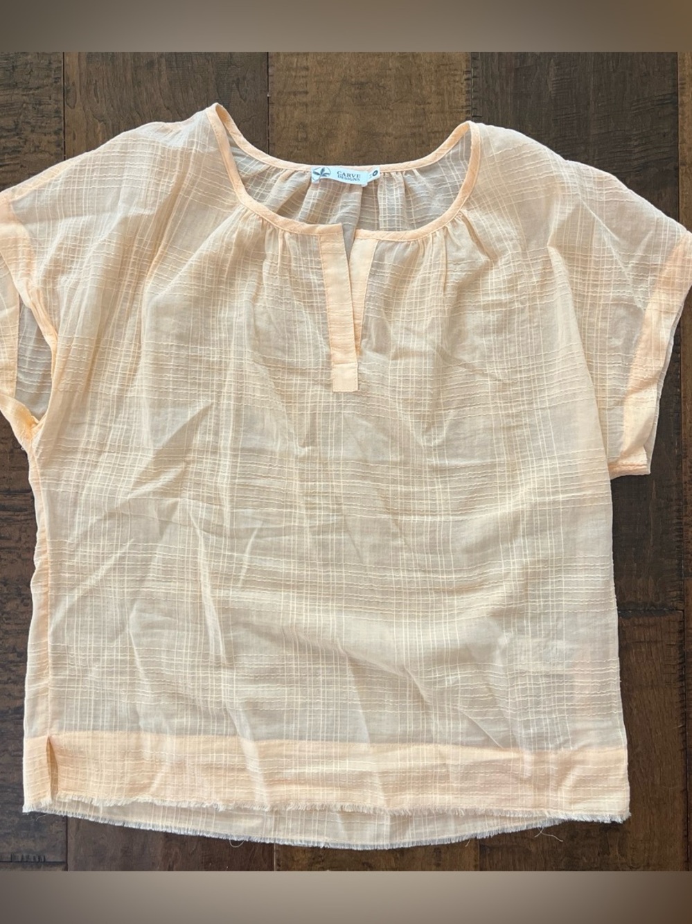 Carve Designs James 100% organic cotton peach semi-sheer top Sz. Medium.
